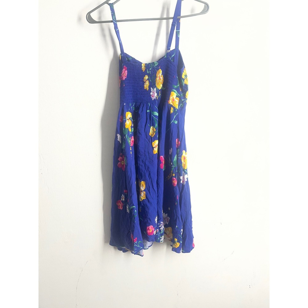 Old Navy Blue Floral Cami Mini Dress XS Smocked Back Summer Sundress Rayon